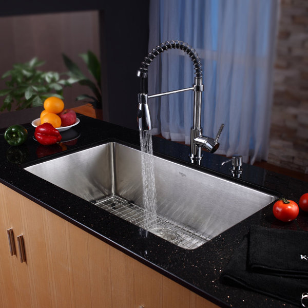 Kraus 32 Quot L X 19 Quot W Undermount Kitchen Sink With Faucet